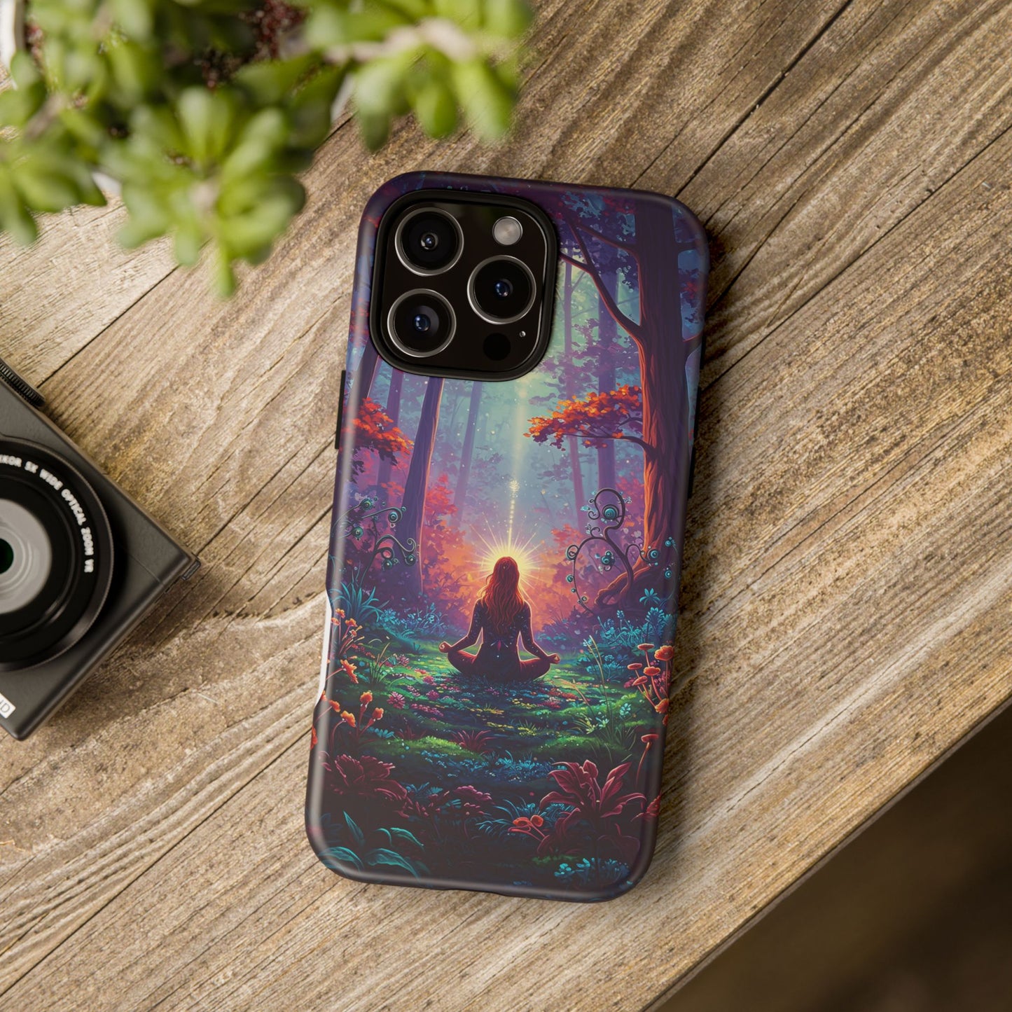 Nature-Inspired Phone Case with Meditating Woman Design