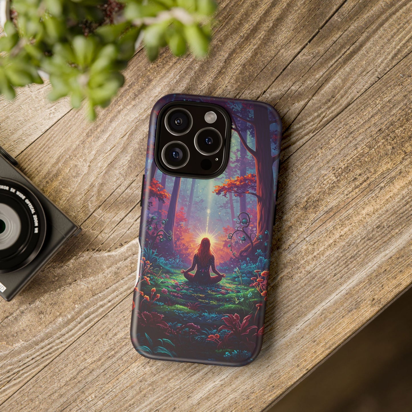 Nature-Inspired Phone Case with Meditating Woman Design