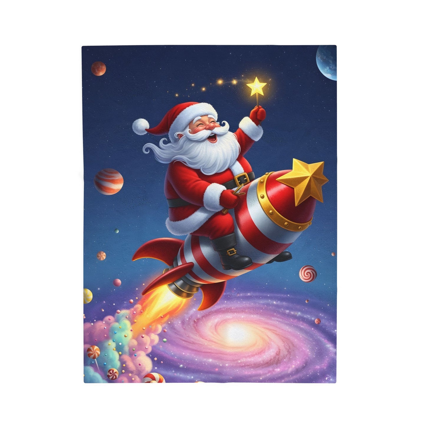 Cosmic Santa Velveteen Plush Blanket