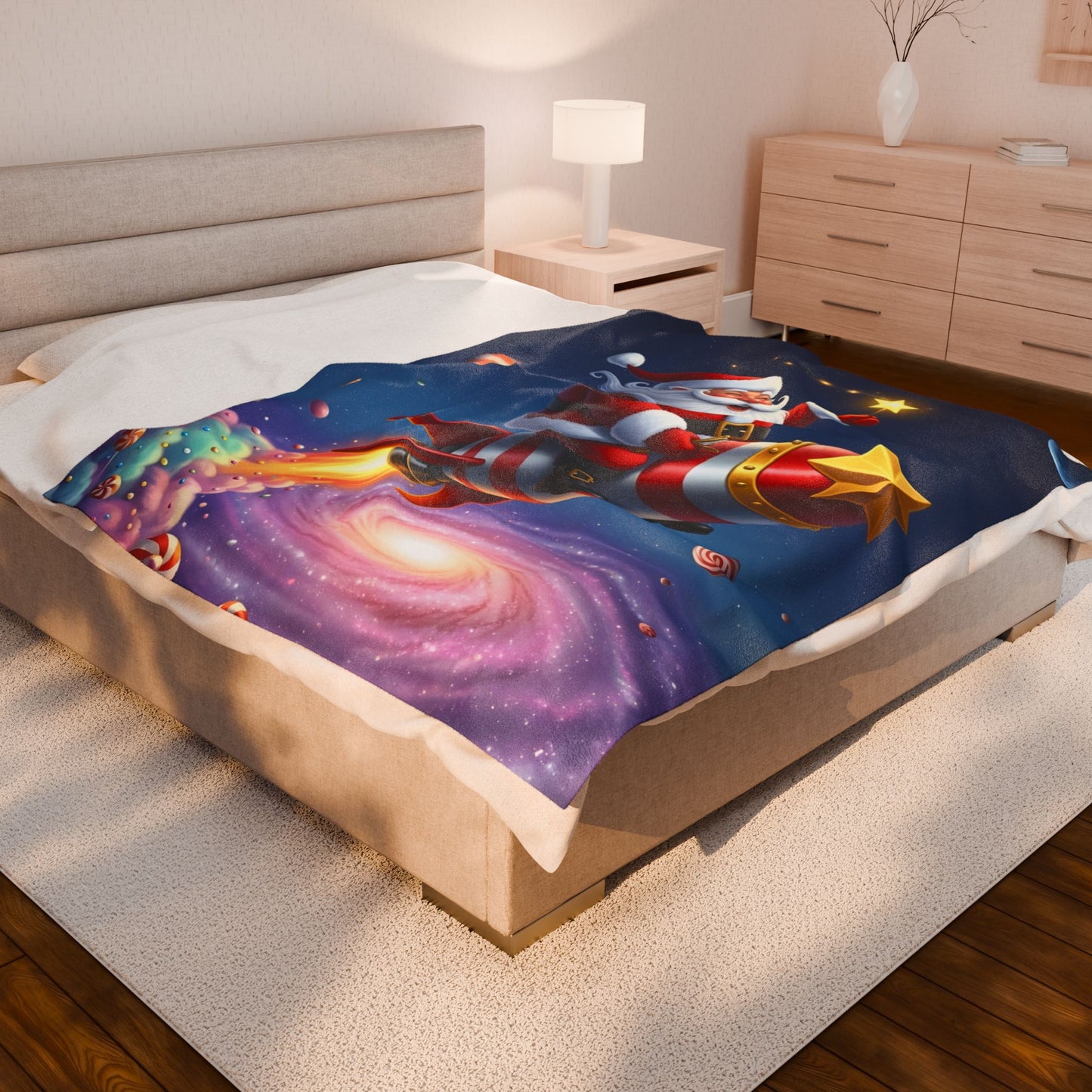 Cosmic Santa Velveteen Plush Blanket