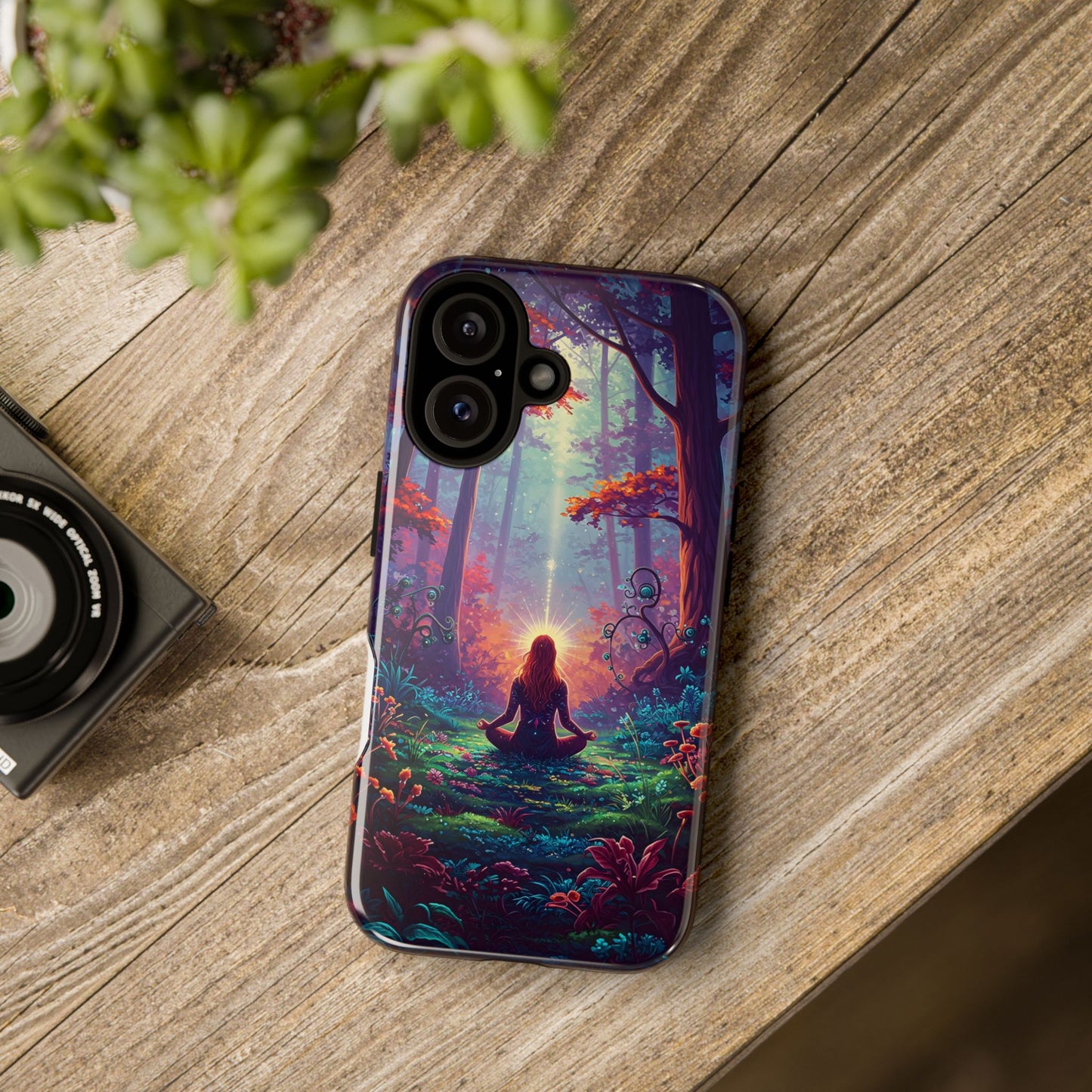 Nature-Inspired Phone Case with Meditating Woman Design