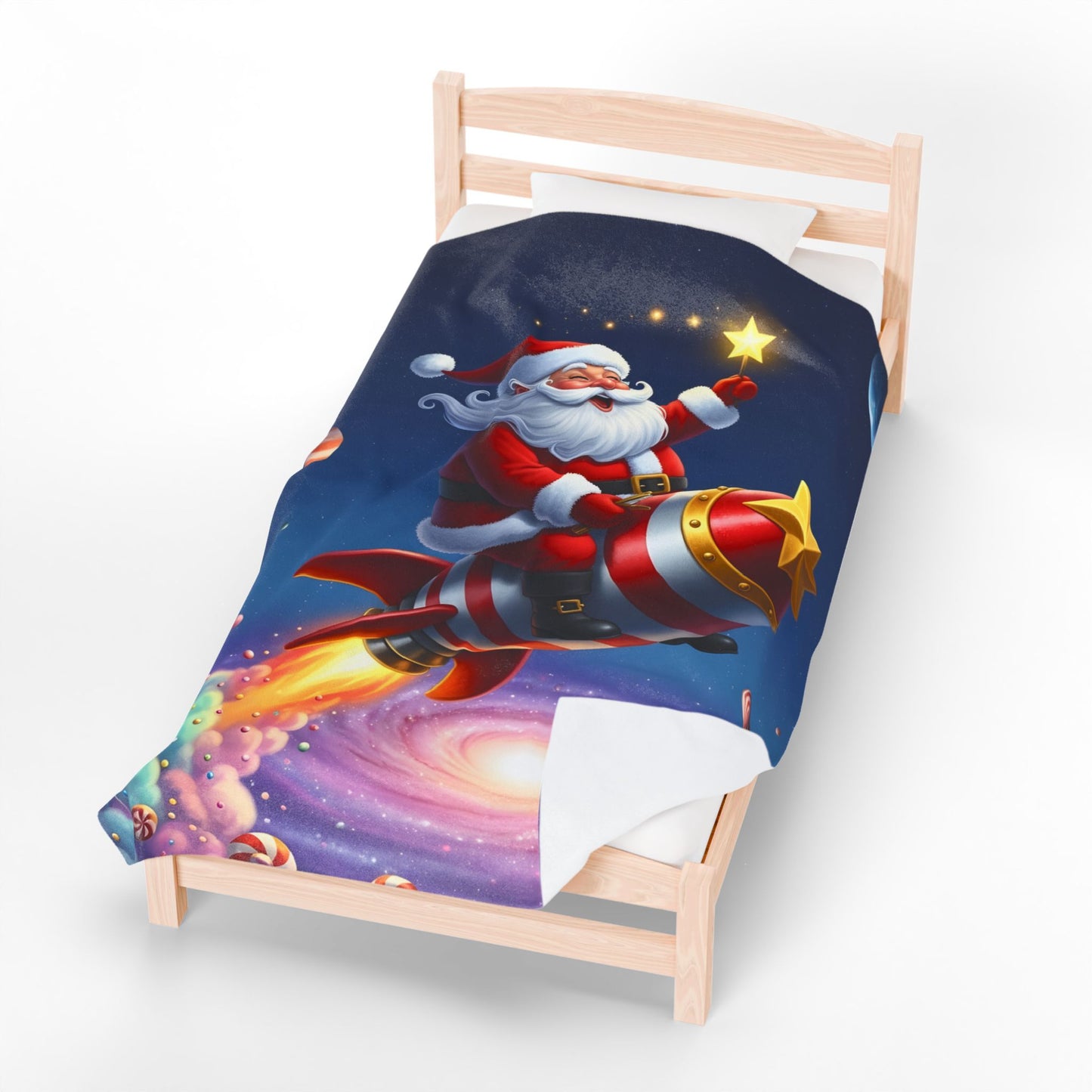 Cosmic Santa Velveteen Plush Blanket