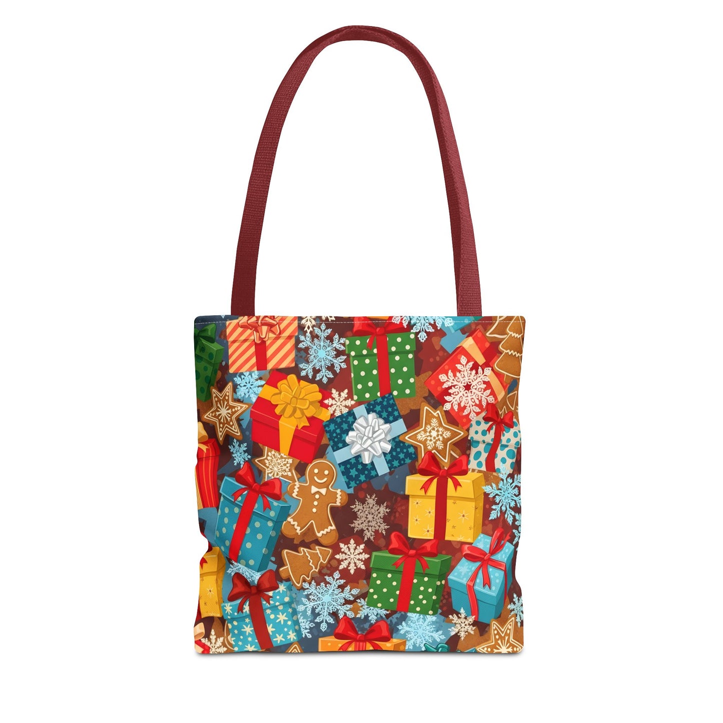 Festive Holiday Tote Bag with Christmas Gifts Design