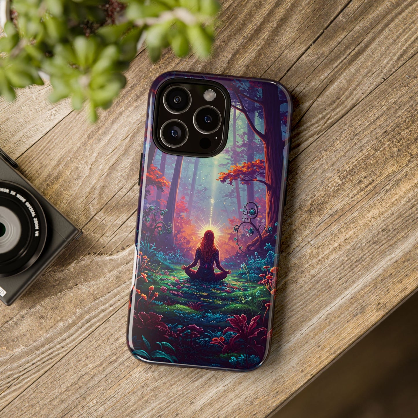 Nature-Inspired Phone Case with Meditating Woman Design