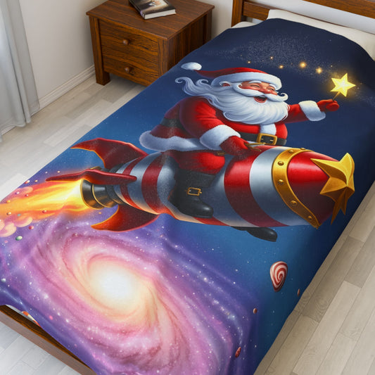 Cosmic Santa Velveteen Plush Blanket