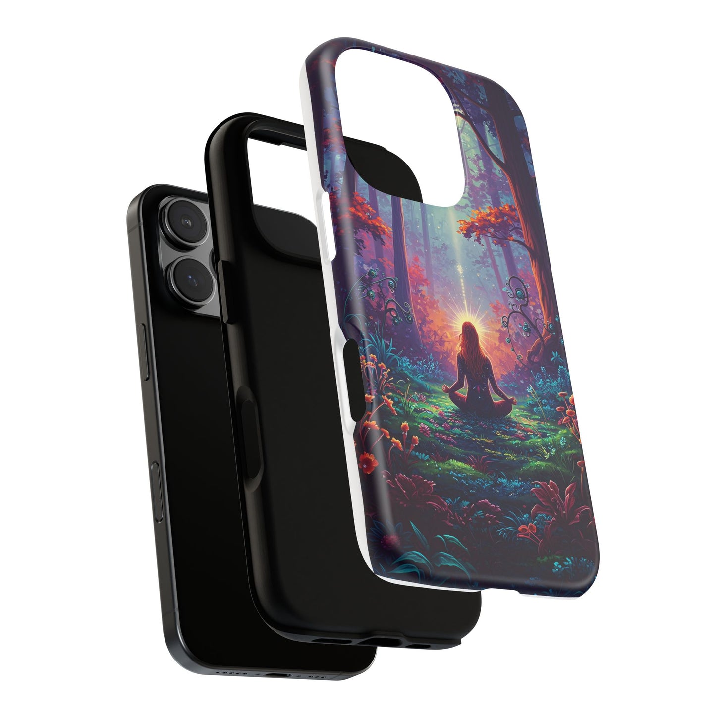 Nature-Inspired Phone Case with Meditating Woman Design