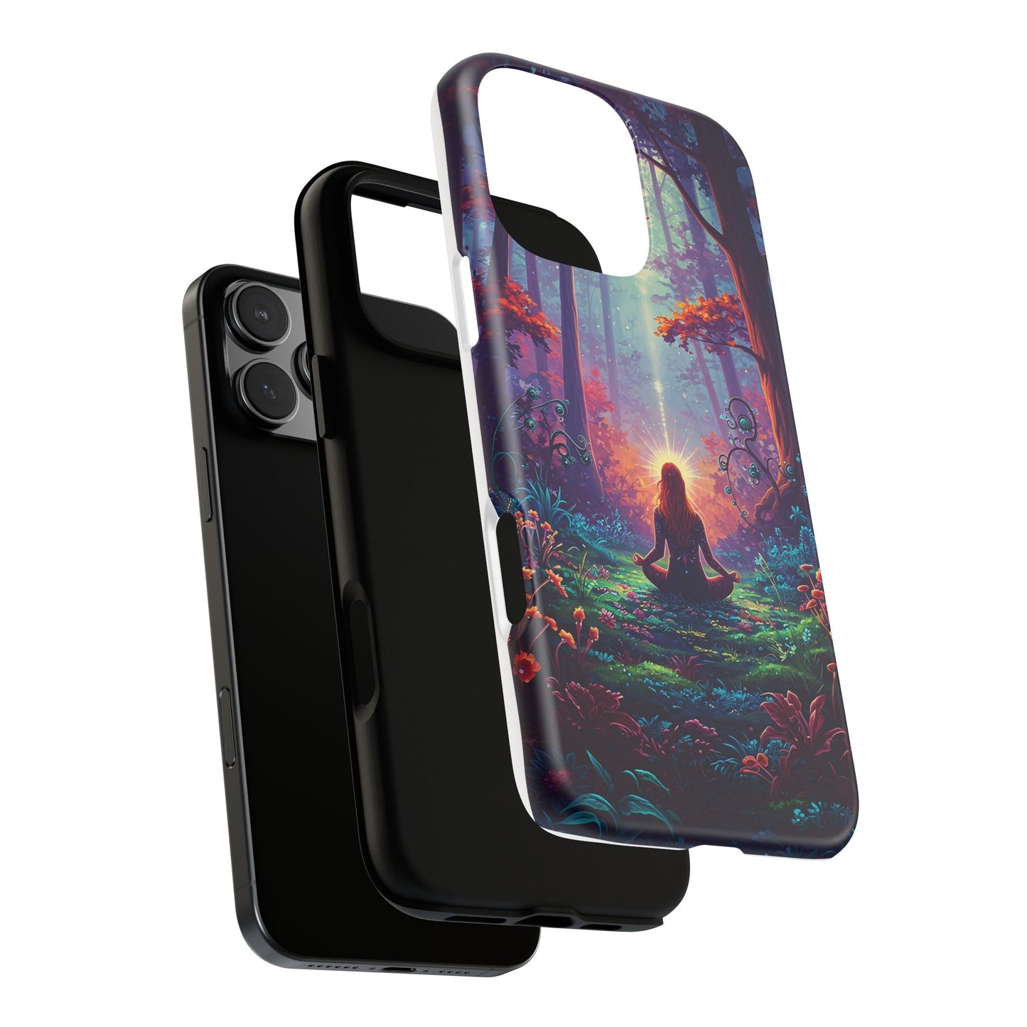Nature-Inspired Phone Case with Meditating Woman Design