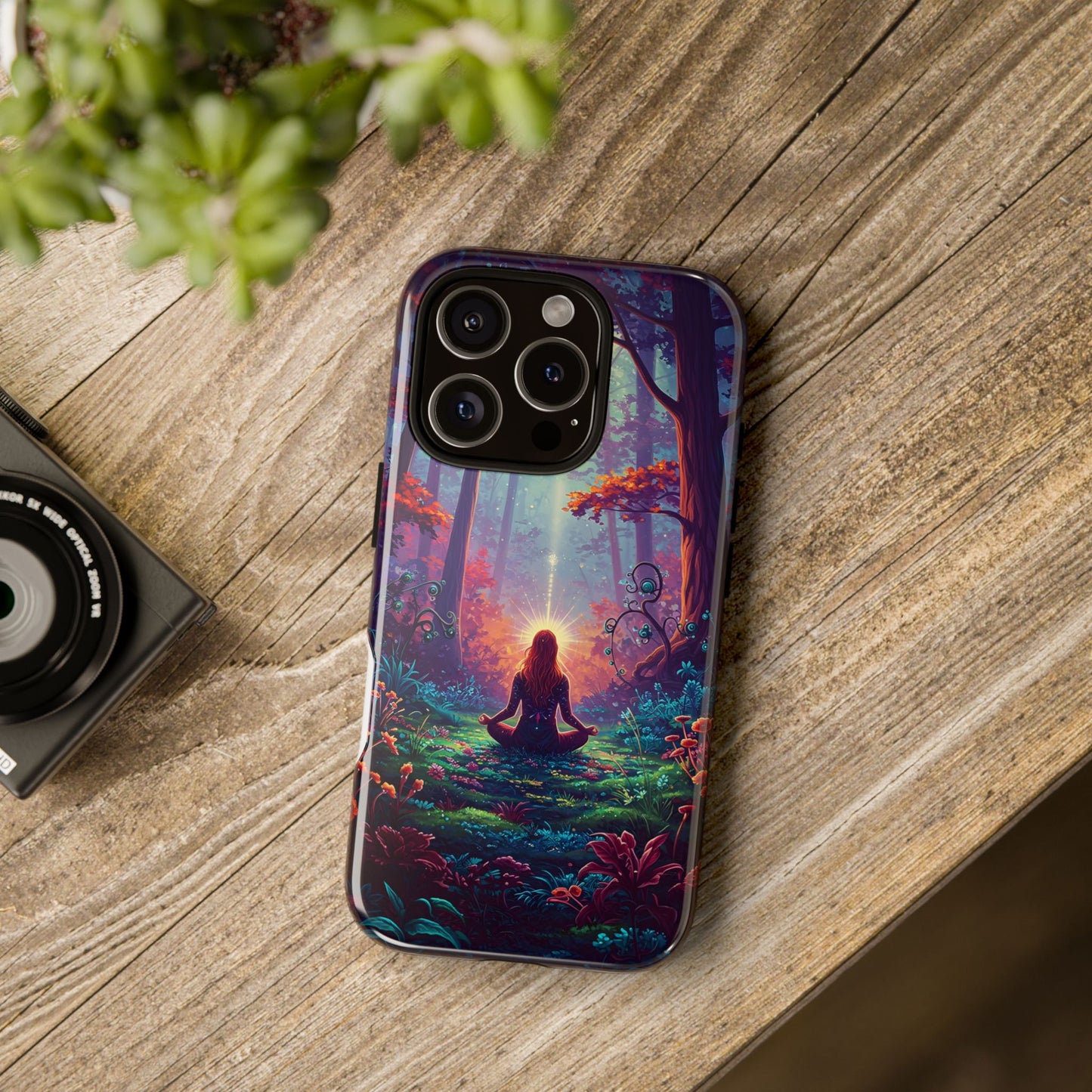 Nature-Inspired Phone Case with Meditating Woman Design